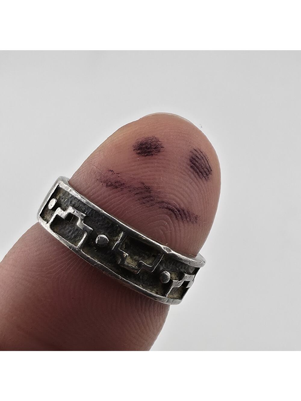 Vintage Sterling Silver Southwestern Band Ring Geometric Pattern Size 5 Jewelry